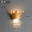 Cute resin crystal pink crown wall sconce bedroom light