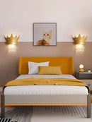 Cute resin crystal pink crown wall sconce bedroom light
