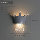 Cute resin crystal pink crown wall sconce bedroom light