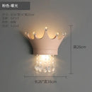 Cute resin crystal pink crown wall sconce bedroom light