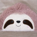 Cute sloth beige & pink flannel lap blanket bedroom plush shawl