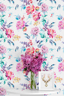 Cute Watercolor Flowers Mix Wallpaper