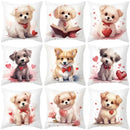 Cute white & cream dog print cushion cover bedroom heart decor