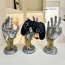 Cyberpunk silver & gold mechanical arm desktop stand gaming decor