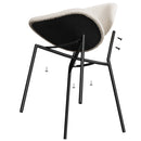 Set of 4 Upholstered Boucle Fabric Dining Chairs Mid-Century Modern Dining Chairs with Curved Backrest for Dining Room Kitchen (White)