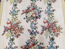 Vintage Chinese Floral Needlepoint Area Rug 6x9, Wool Hand-Woven Handmade Flatweave Rug, Ivory & Purple, Fruits Grapes Apples, Dining Room