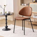Set of 4 Upholstered PU Leather Dining Chairs Mid-Century Modern Dining Chairs with Curved Backrest for Dining Room Kitchen (Brown)