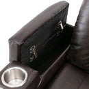 Premium Power Recliner with Storage Arms, Cupholders, Swivel Tray Table and Cell Phone Stand, Brown PU Leather, 35'' x 29.9'' x 41.2''