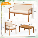 4 Piece Outdoor Bistro Sofa Set With Coffee Table White