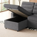 MH83.5' Convertible Sleeper Combo Sofa, Convertible Sofa Bed Polyester Pullout Bed with Storage Recliner and Cup Holder for Living Room, Tight Spaces