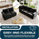 Black 83Inch Deluxe Sleeper Sectional Sofa With Storage