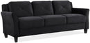 2 Piece Living Room Sofa And Loveseat Set In Black Microfiber Upholstery With 67.3 Inch Total Seat Width