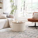 21 Inch Round Ottoman With Ample Storage Compartment