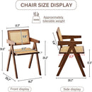 Walnut Rattan Dining Chairs Set Of 2 Ergonomic Back