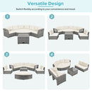 Patio Furniture Set Outdoor Daybed Rattan Sectional with Cushions and Center Table, Beige, Iron & Rattan, Multiple Sizes