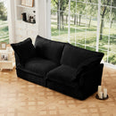 Modern Slipcovered 2-Seat Sofa Couches for Living Room, 2 Seater Sofa, Corduroy Deep Seat Sofa with Upholstered Cushion&Detachable Cover, Comfy Sofa Couch for Small Space, Apartment, Black Corduroy