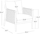 Cream Braided Accent Armchair With Wooden Armrests