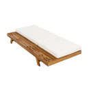 LOUNGE CHAISE SET, SPACE AVAILABLE ON ONE SIDE,ACACIA WOOD WITH WATER-RESISTANT LOUNGE CUSHIONS (CREAM & 4 INCH THICK) - MATCHING DARK GREY VERSION AVAILABLE