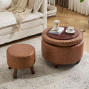 Twenty FourInch Round PU Leatherette Storage Ottoman