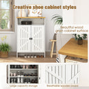 Modern Minimalist MDF Shoe Cabinet with Sliding Door Design - White