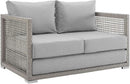 Modern Gray Wicker Rattan Loveseat for Outdoor Spaces