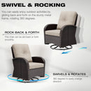 Outdoor Swivel Rocker Chairs 3 Piece Wicker Set Cushioned