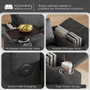 65Inch Grey Chenille Convertible Sleeper Sofa Table