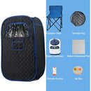Portable Steam Sauna, Portable Sauna for Home, Sauna Tent Sauna Box with 3L Steamer with Remote Control and Folding Chair, Black