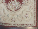 Aubusson Runner Rug 3x10, European Design, Red and Beige, Elegant, Handmade Wool Rug