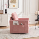 UNITED WE WIN Swivel Barrel Chair - Mid Century Modern Chair, Thick Padded Arm Chair with Solid Metal Base, Comfortable Single Sofa Chair, Swivel Accent Chair for Living Room Bedroom