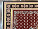 Pakistani Rug 6x9, European Aubusson Design, Wool Handmade Vintage Carpet, Dark Red, 6 x 9 Medium Sized Rug