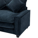 Contemporary Chenille Upholstered Sectional Sofa with Ottomans, USB Ports, Cup Holders & Storage, Blue