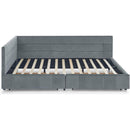 Queen Size Storage Upholstered Tufted Bed Frame, Sofa Bed Frame with Comfortable Backrest and Armrests,Queen Size Bed for Bedroom, Living Room,Velvet, grey(85.5''*64.5''*29.5'')