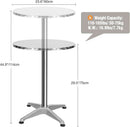 24 Inch Folding Pub Table With Black Height Adjustable