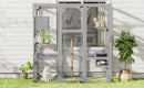 Outdoor Cat House, DIY Cat Enclosure Catio with Double Enter Doors, Light Grey Pine Wood, 62.8'L x 32.2'W x 68.5'H
