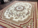 Aubusson Needlepoint Rug 9x11, Handmade Vintage Wool Flatweave Carpet, Elegant European Rug, Floral, Cream