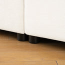 Contemporary White Chenille L-Shaped Sofa with Storage and Ottoman, 3-Seater Cylindrical Backrest