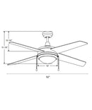 52" Europa IV 4-Blade Ceiling Fan Black Finish with Integrated LED Light
