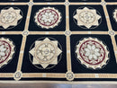 Large Needlepoint Rug 10x13, Panel Design, Black and Beige, Wool Needlepoint Carpet 10 x 13, English Garden, Handwoven Area Rug, Living Room