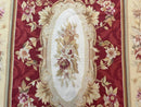 Aubusson Rug 4x6, Red, Floral, European Design, Vintage, Wool