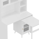 Computer Desk with 90 Degree Rotating Desktop, 43x70 Inch Office Desk with Storage Drawer and Cabinets, Gaming Desk with Shelves, Writing Desk for Study, Work Desk for Home Office Bedroom Living Room