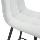Modern White PU Bar Chair Set - Checkered Design, Black Metal Legs, Multiple Colors, 37-inch Height