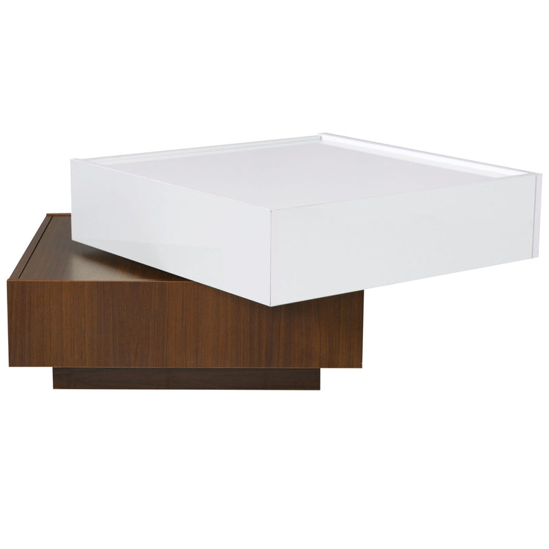 Walker Edison | Square Rotating Coffee Table with 2 Drawers