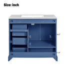 36' Traditional Bathroom Vanity with Ceramics Sink , Blue Bathroom Cabinet with Two Soft Close Doors and Four Drawers(Old sku:SV000026AAC)