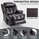 Dual Motor Infinite Position Up to 350 LBS Leatherair Power Lift Recliner Chair, Heavy Duty Motion Mechanism with 8-Point Vibration Massage and Lumbar Heating, Stainless steel Cup Holders, Brown