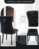 Black Velvet Tufted Dining Chairs With Nailhead Trim Set of 2
