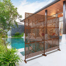 PS101 Rusty Outdoor & Indoor Freestanding Metal Privacy Screen, 76' H x 48' W, Decorative Privacy Fence Panels for Deck, Balcony, Patio