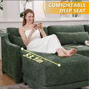 Elegant Green Chenille Two-Seater Sofa with Ottoman & Lumbar Pillows, Ergonomic Design, Easy Install