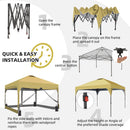 Ainfox 12ft x12ft Pop Up Canopy With 4 transparent sidewalls Outside Canopy with Wheeled Carry Bag, Bonus 8 Stakes and 4 Ropes