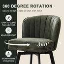 Swivel Counter Height Bar Stools Set of 4 26 Inch Green Faux Leather